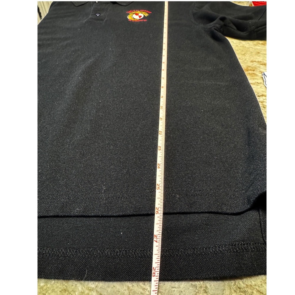 Divots Polo Shirt Men Large Black US Marines DriWay Moisture Wicking Short Sleev - Picture 5 of 8